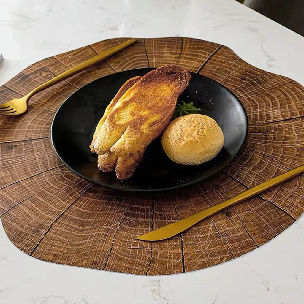 Placemat PVC Tree Ring Design Heat Resistant Easy Clean Surface
