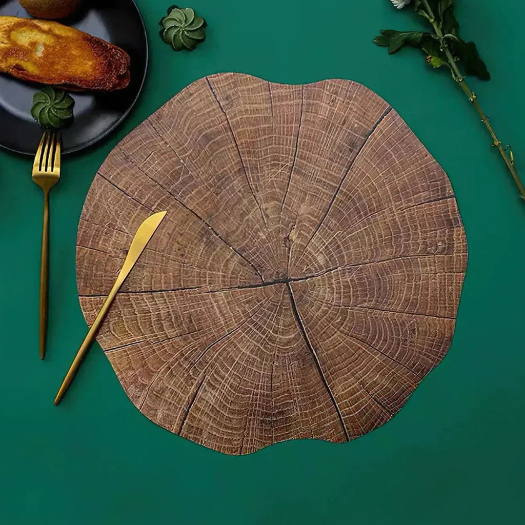 Placemat PVC Tree Ring Design Heat Resistant Easy Clean Surface