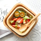 Serving Bowl Natural Rubber Wood Smooth Finish Dinnerware