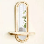 NaturalReflex: Wooden Wall Shelves – Space-saving, Stylish & Floating in Nordic Design with Mirror for Living Room & Home Office