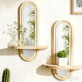 NaturalReflex: Wooden Wall Shelves – Space-saving, Stylish & Floating in Nordic Design with Mirror for Living Room & Home Office