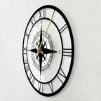 Nautical Compass Wall Clock Plastic Silent Operation