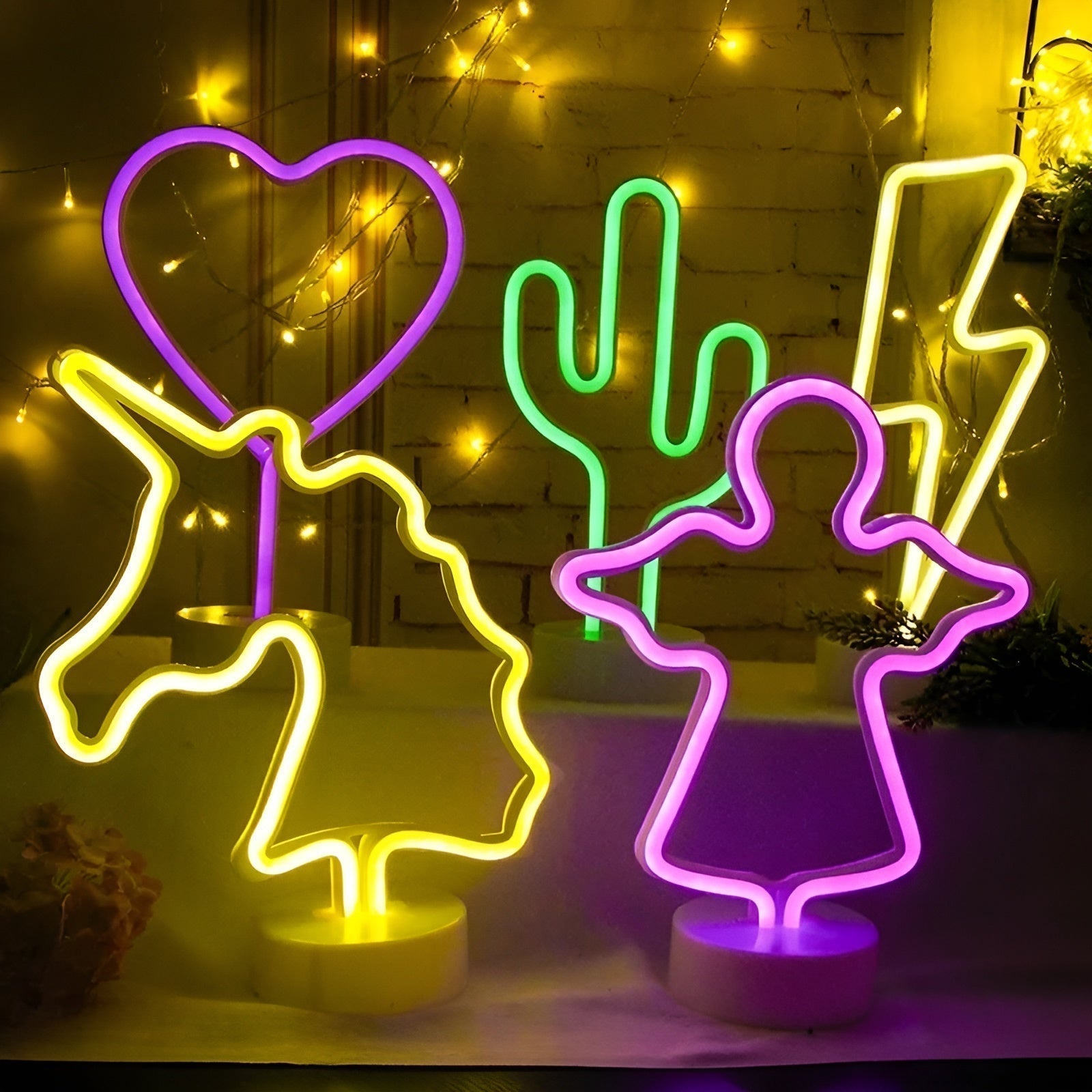 Neon Signal Lamp Multicolor Decorative Indoor Lighting with Stable Base