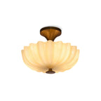 Nerida Rippled Glass & Wood Semi-Flush Mount