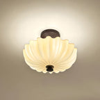 Nerida Rippled Glass & Wood Semi-Flush Mount