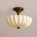 Nerida Rippled Glass & Wood Semi-Flush Mount