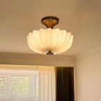 Nerida Rippled Glass & Wood Semi-Flush Mount