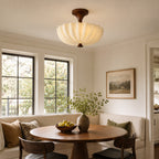 Nerida Rippled Glass & Wood Semi-Flush Mount
