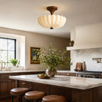 Nerida Rippled Glass & Wood Semi-Flush Mount