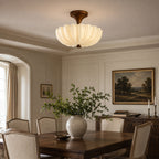 Nerida Rippled Glass & Wood Semi-Flush Mount