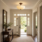 Nerida Rippled Glass & Wood Semi-Flush Mount
