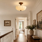 Nerida Rippled Glass & Wood Semi-Flush Mount