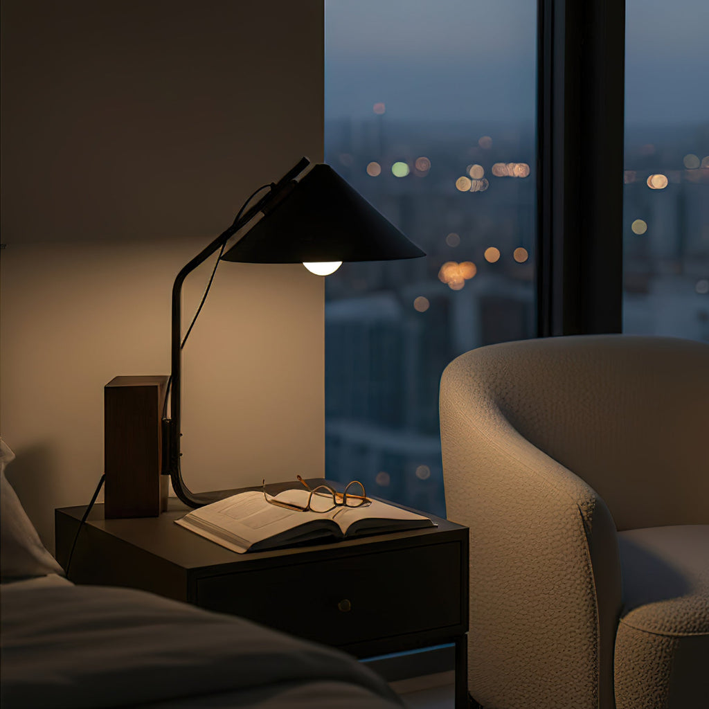 Neuf Cone Wood & Metal Table Lamp