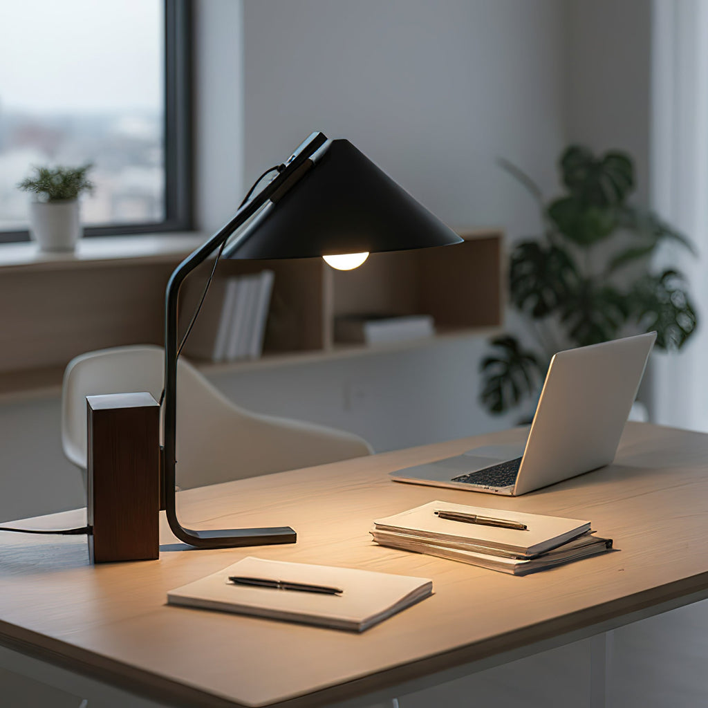 Neuf Cone Wood & Metal Table Lamp