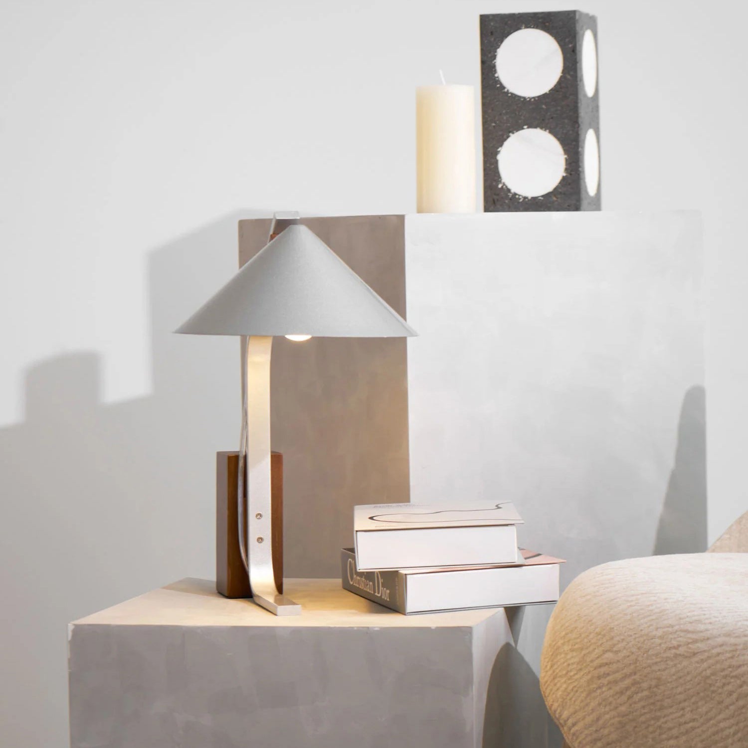 Neuf Cone Wood & Metal Table Lamp