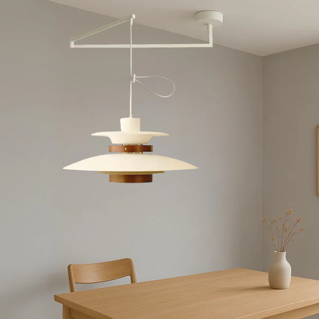 MerceroLux: Pendant Light made of Aluminum & Wood with 4 Adjustable Shades & E27 Socket – for Dining Areas & Children's Rooms