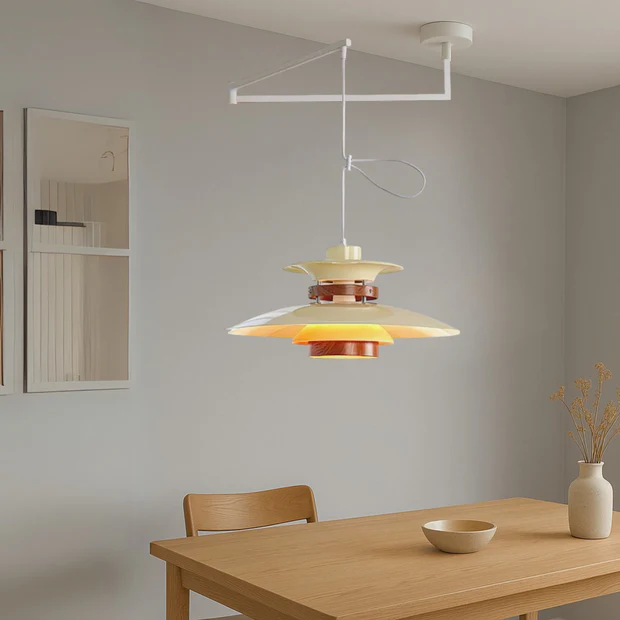 MerceroLux: Pendant Light made of Aluminum & Wood with 4 Adjustable Shades & E27 Socket – for Dining Areas & Children's Rooms