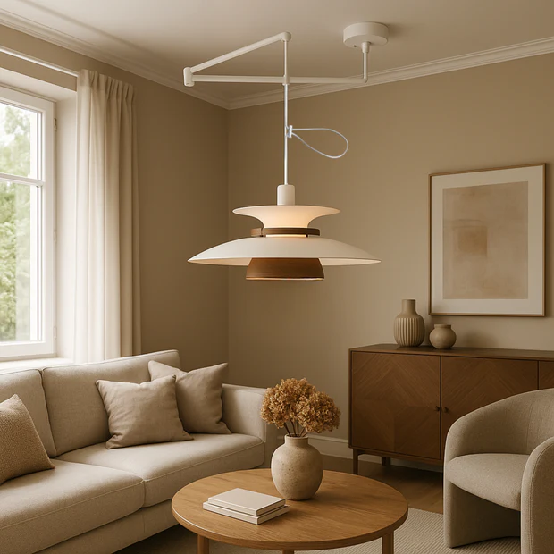 MerceroLux: Pendant Light made of Aluminum & Wood with 4 Adjustable Shades & E27 Socket – for Dining Areas & Children's Rooms