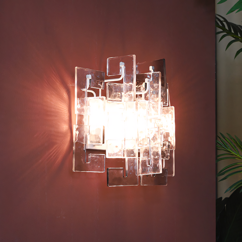 Nexus Layered Ice Cast Glass Sconce