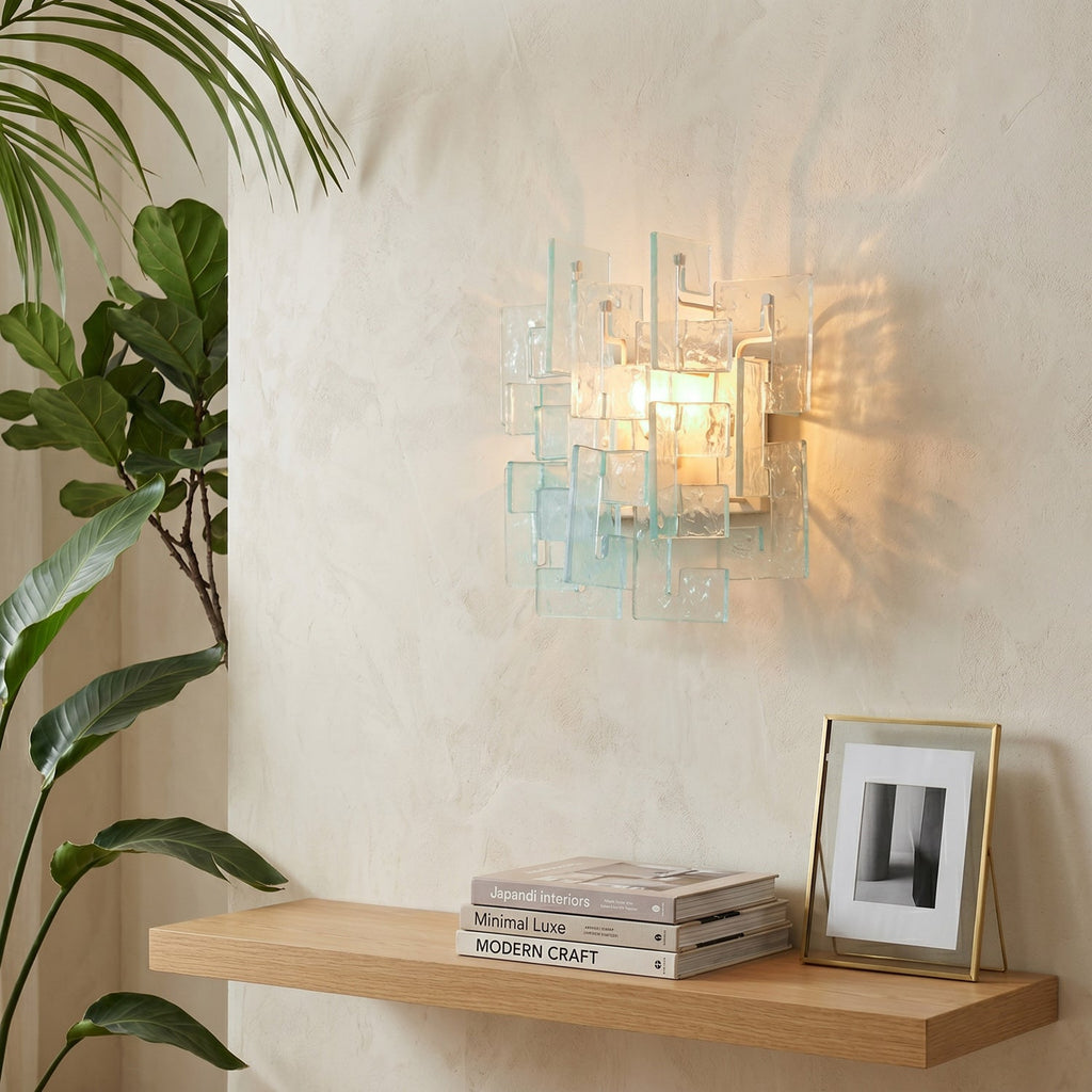 Nexus Layered Ice Cast Glass Sconce