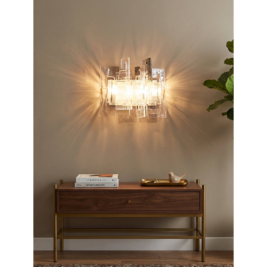 Nexus Layered Ice Cast Glass Sconce