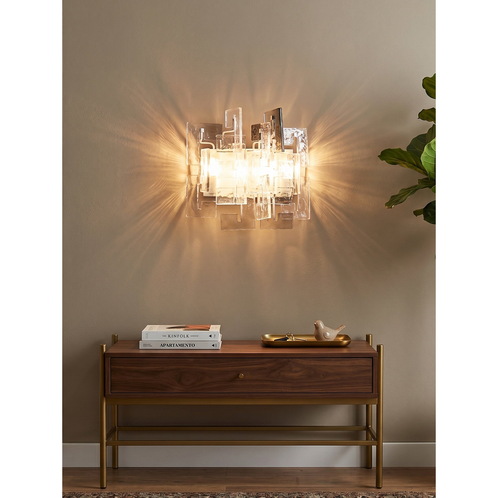 Nexus Layered Ice Cast Glass Sconce
