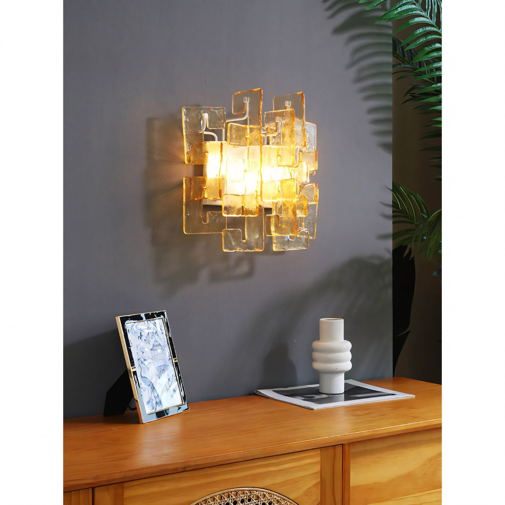 Nexus Layered Ice Cast Glass Sconce