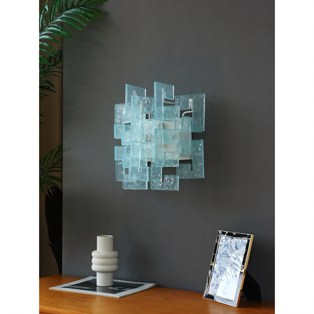 Nexus Layered Ice Cast Glass Sconce