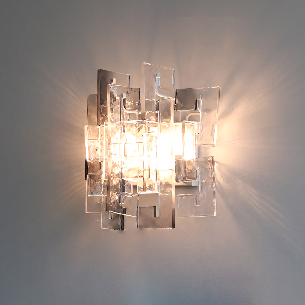 Nexus Layered Ice Cast Glass Sconce
