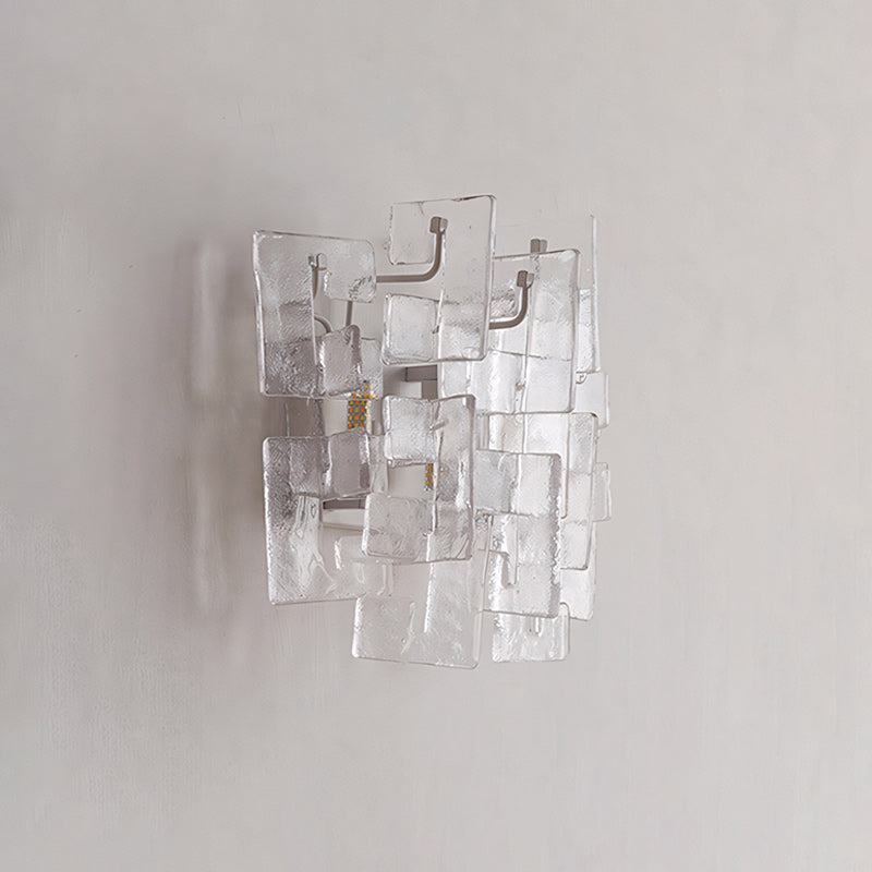 Nexus Layered Ice Cast Glass Sconce