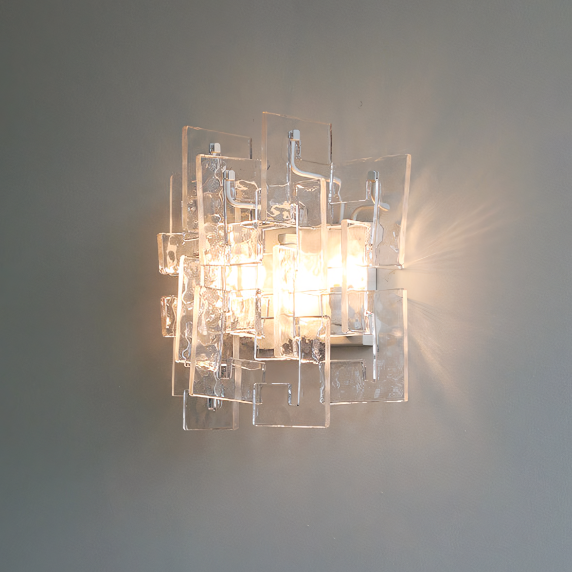 Nexus Layered Ice Cast Glass Sconce
