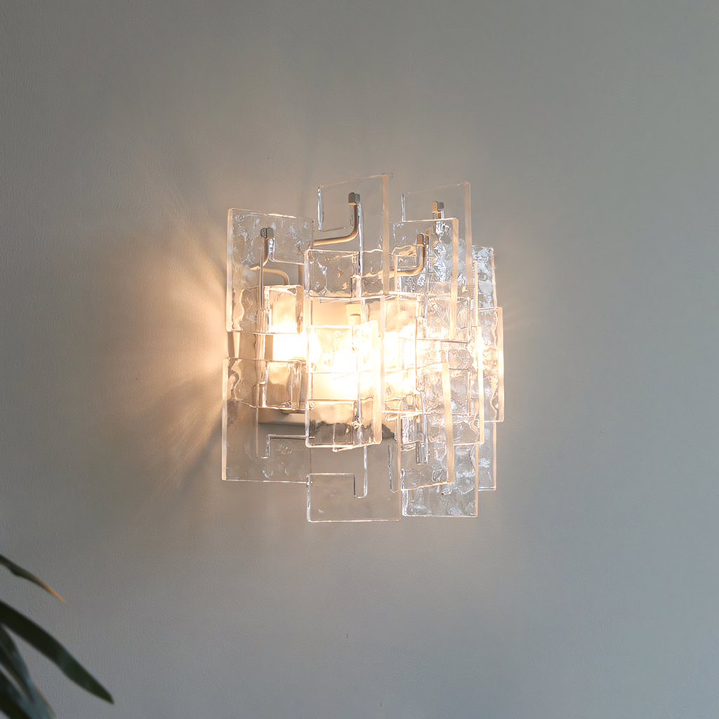Nexus Layered Ice Cast Glass Sconce