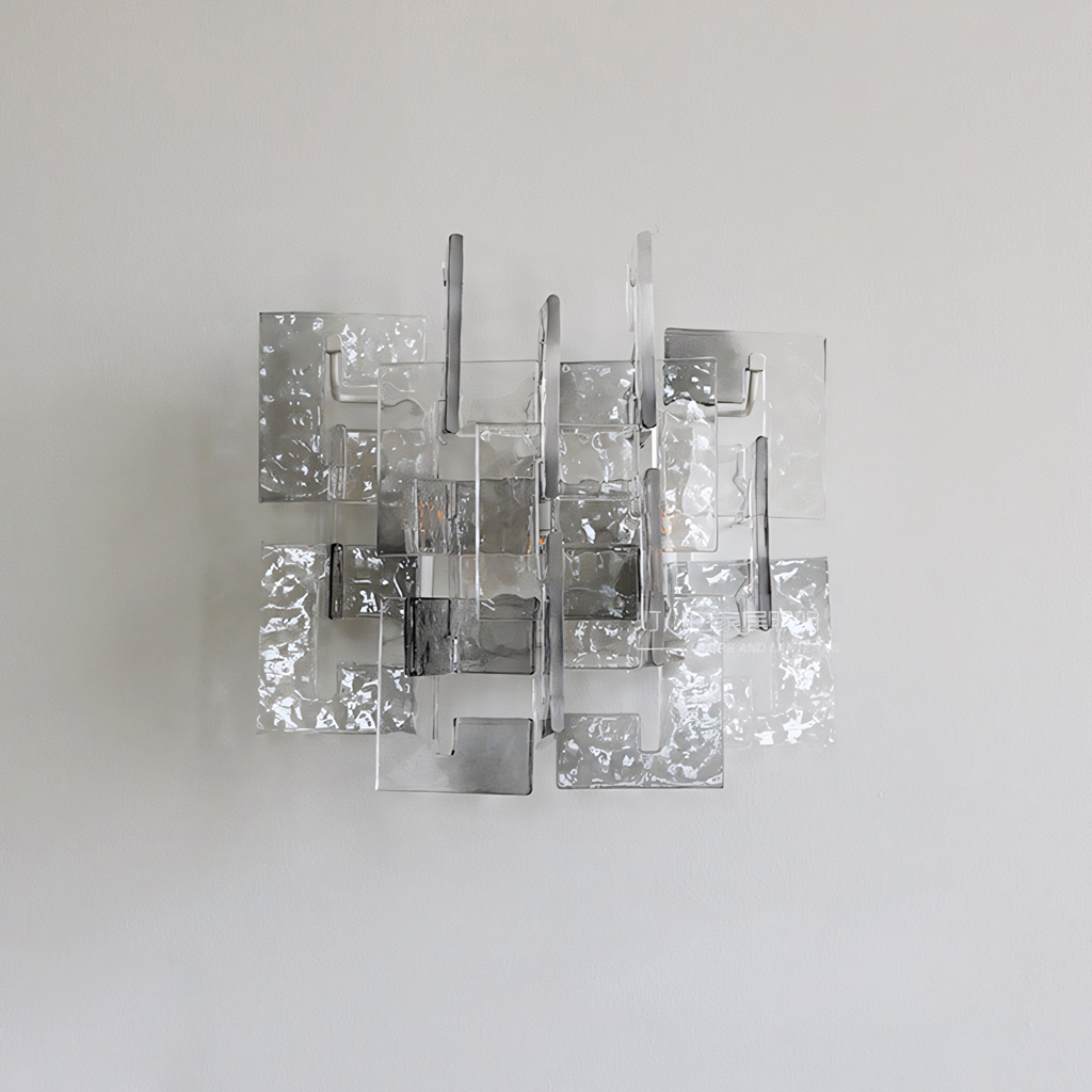 Nexus Layered Ice Cast Glass Sconce