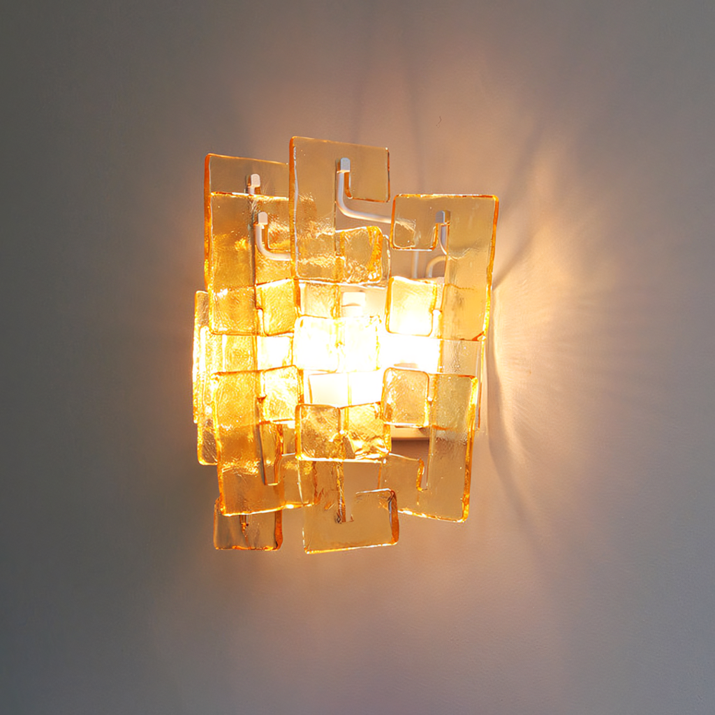 Nexus Layered Ice Cast Glass Sconce