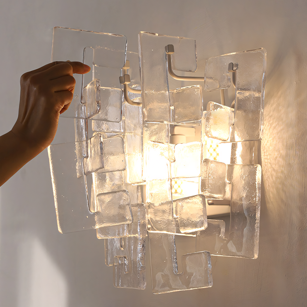 Nexus Layered Ice Cast Glass Sconce