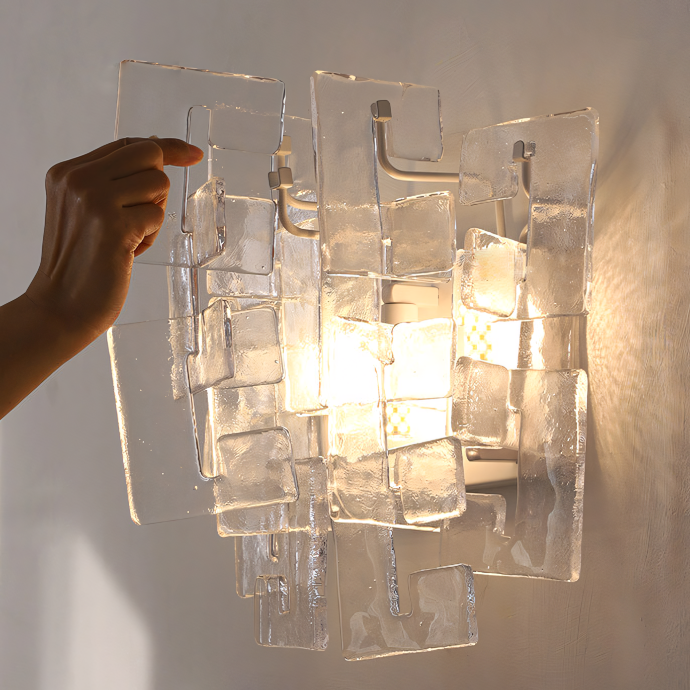 Nexus Layered Ice Cast Glass Sconce