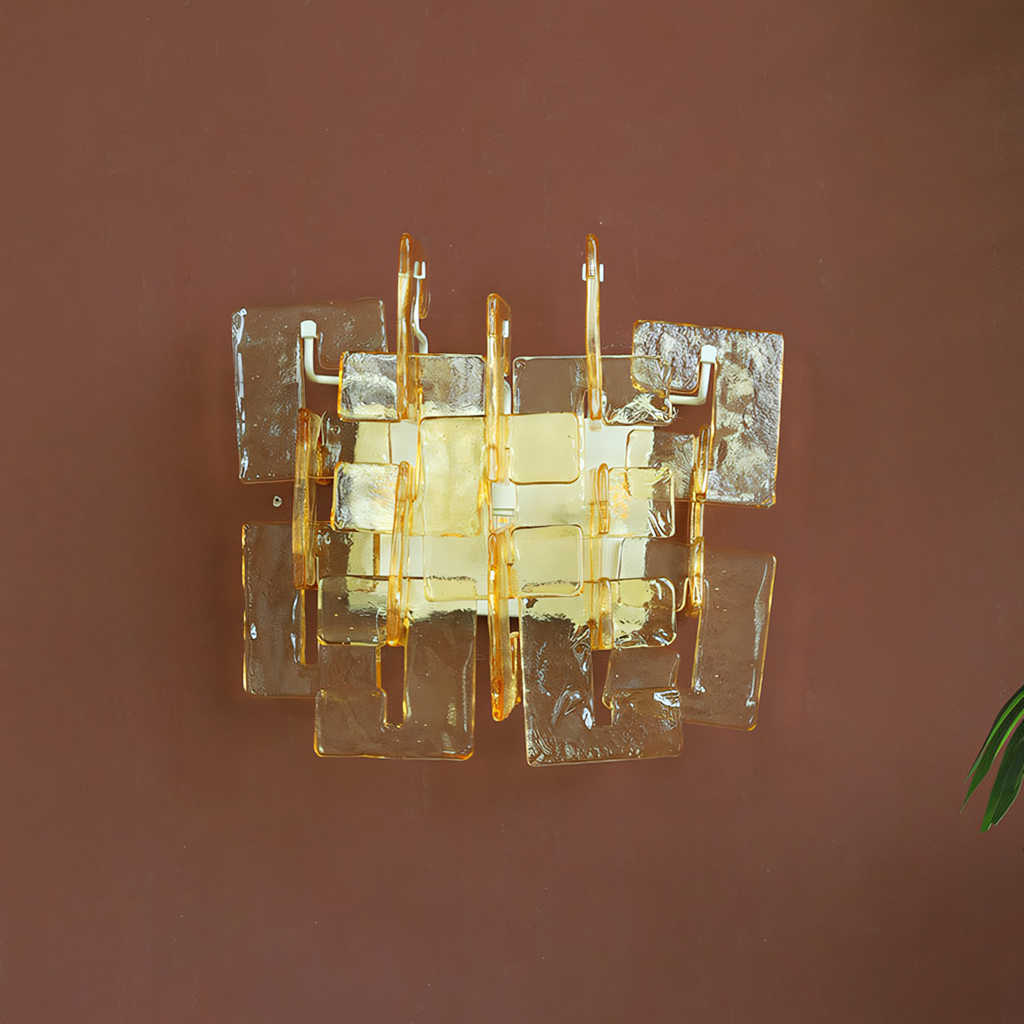 Nexus Layered Ice Cast Glass Sconce