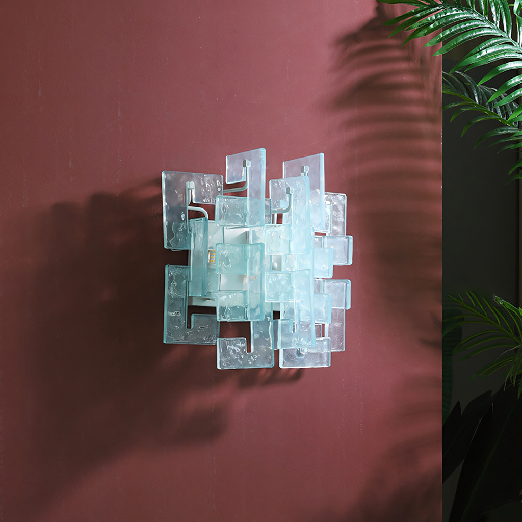 Nexus Layered Ice Cast Glass Sconce