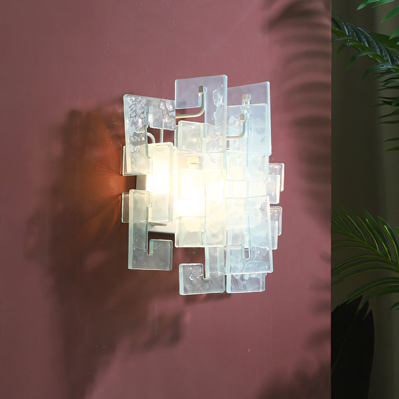 Nexus Layered Ice Cast Glass Sconce