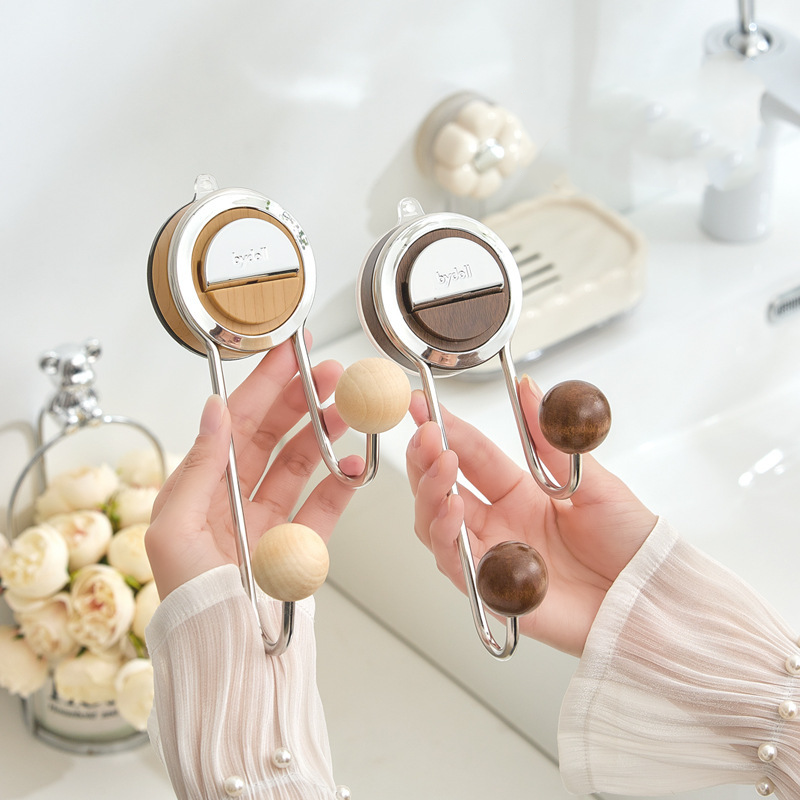 No-Drill Suction Toilet Paper Holder Stand with Wood-Grain Design – Stainless Steel, Easy Installation for Smooth Surfaces