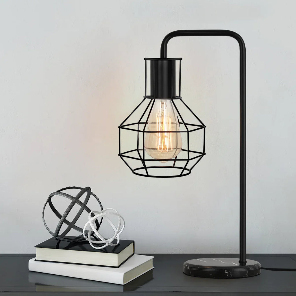 Black marble USB table lamp