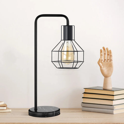 Black marble USB table lamp