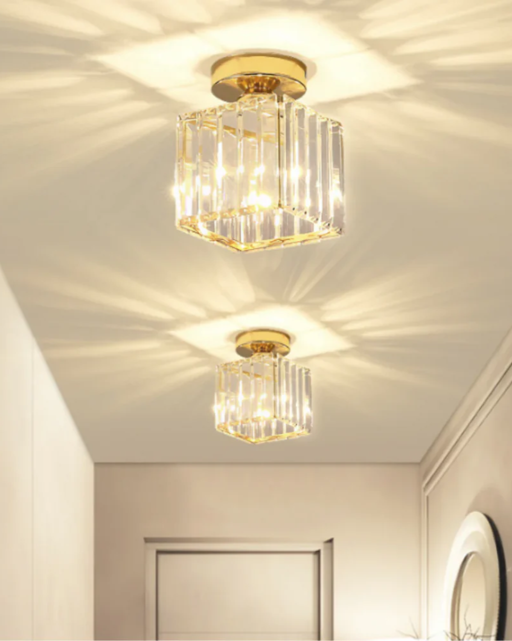 NoireLuxe: Modern ceiling light in black with faceted glass shade & warm white light – for dining room & hallway