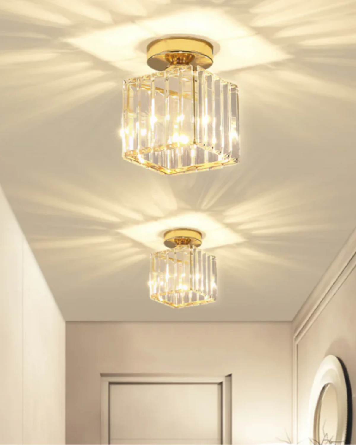 NoireLuxe: Modern ceiling light in black with faceted glass shade & warm white light – for dining room & hallway