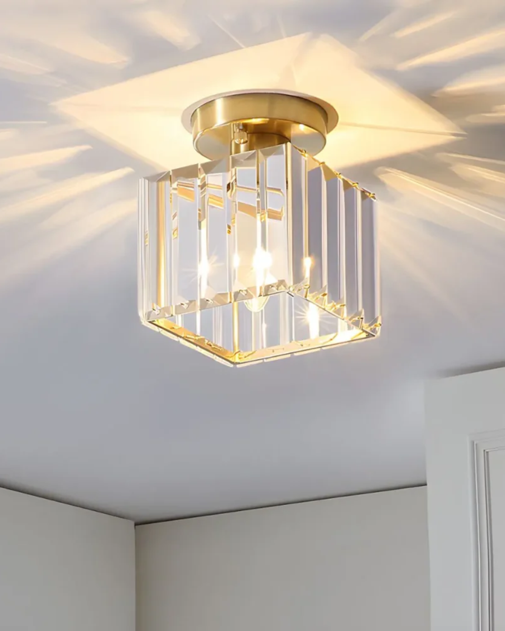 NoireLuxe: Modern ceiling light in black with faceted glass shade & warm white light – for dining room & hallway