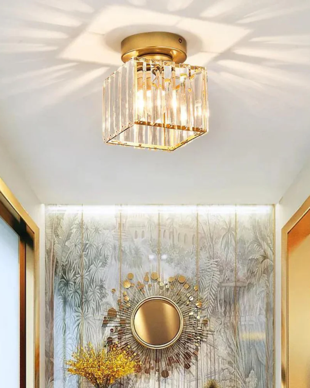 NoireLuxe: Modern ceiling light in black with faceted glass shade & warm white light – for dining room & hallway