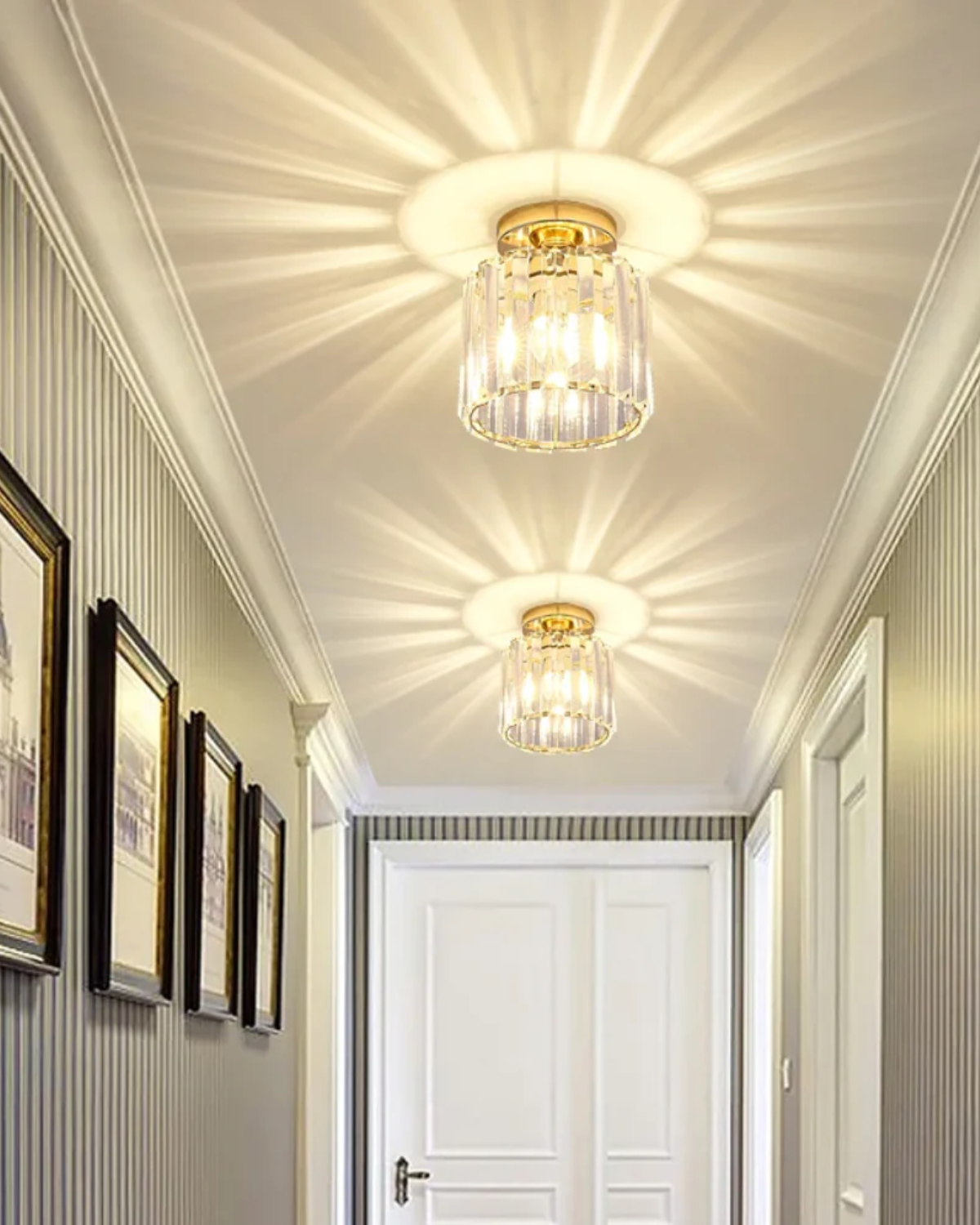 NoireLuxe: Modern ceiling light in black with faceted glass shade & warm white light – for dining room & hallway