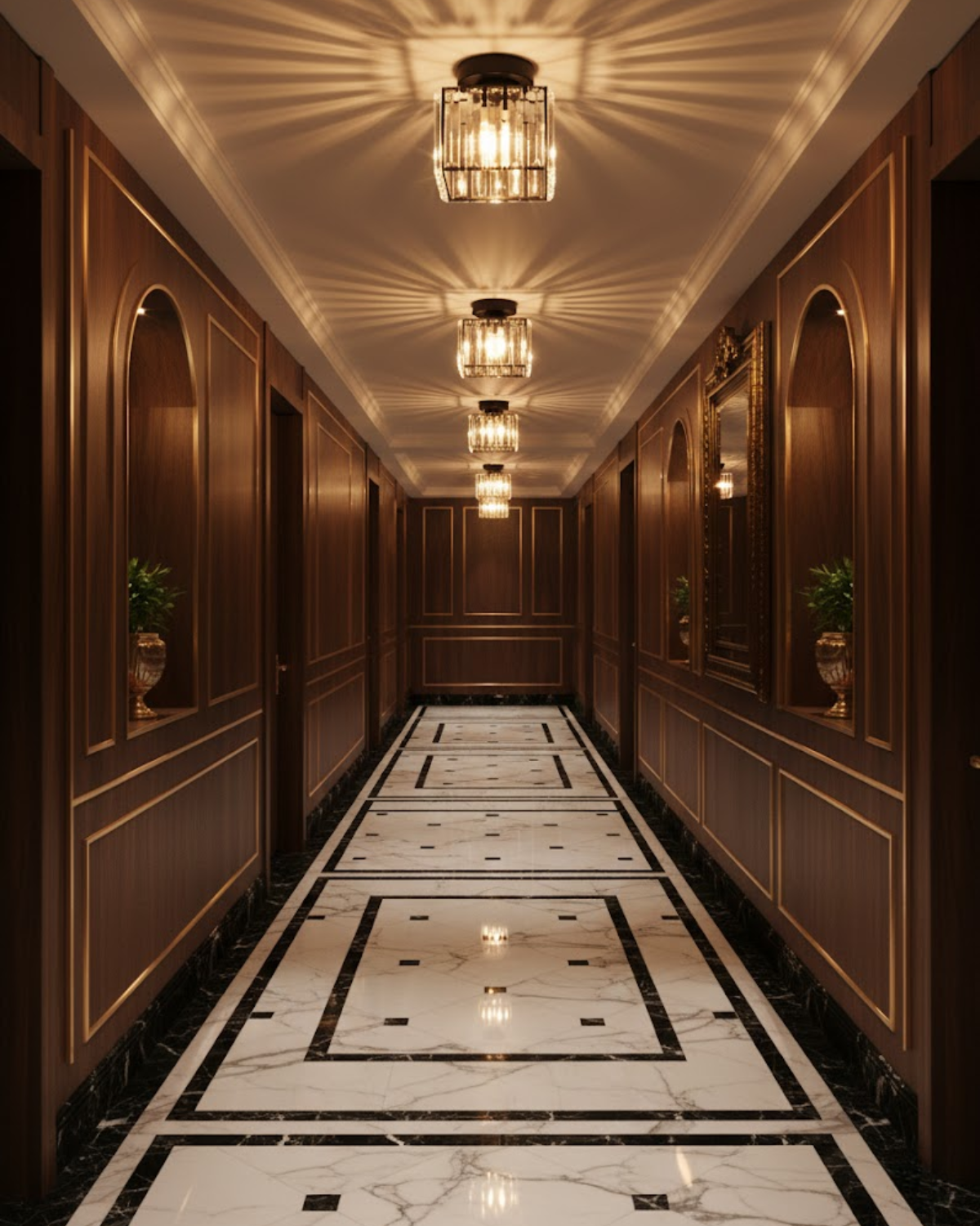 NoireLuxe: Modern ceiling light in black with faceted glass shade & warm white light – for dining room & hallway