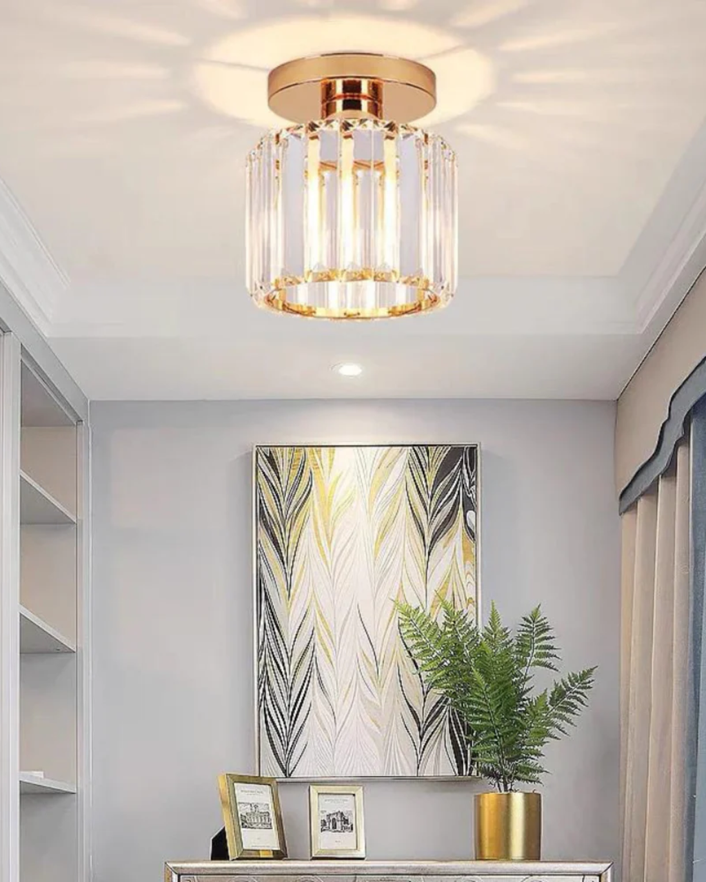 NoireLuxe: Modern ceiling light in black with faceted glass shade & warm white light – for dining room & hallway
