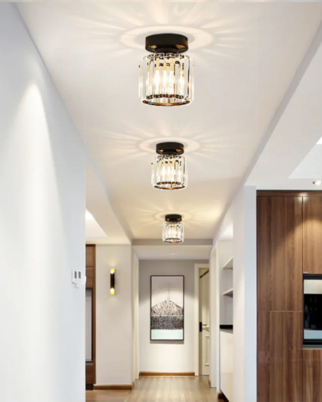 NoireLuxe: Modern ceiling light in black with faceted glass shade & warm white light – for dining room & hallway